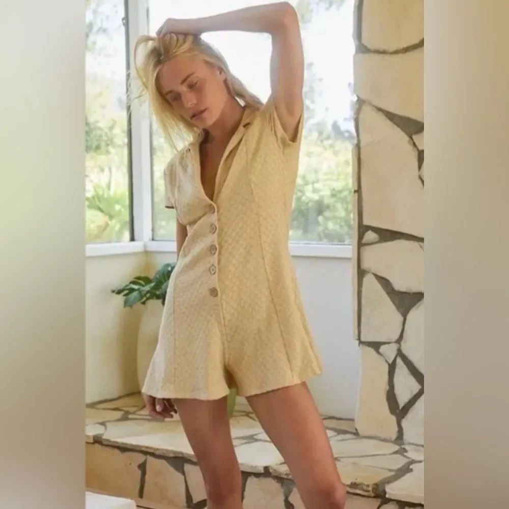 Free People Beach Ramona One Piece Tan Romper size L